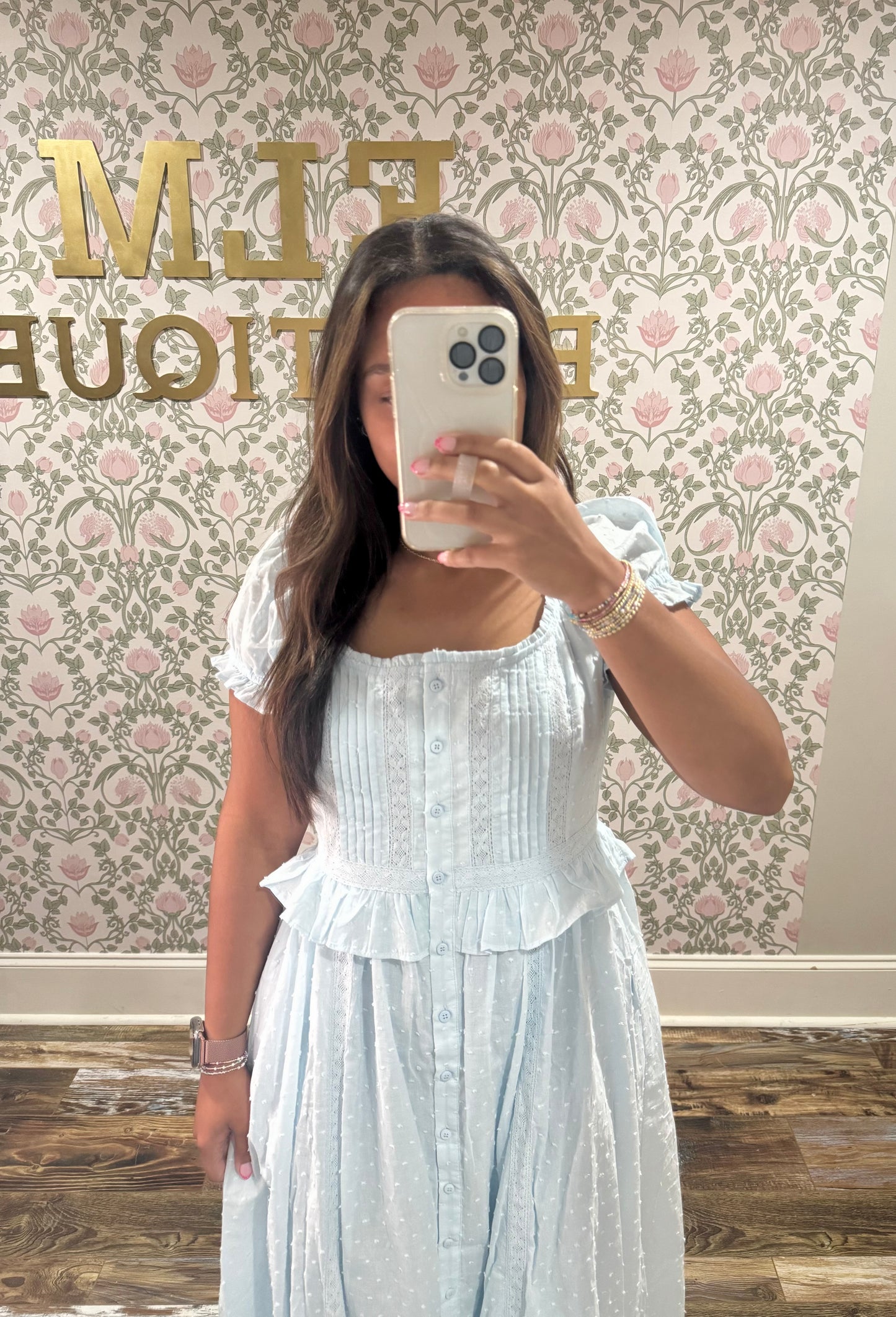 Blue ruffle maxi dress