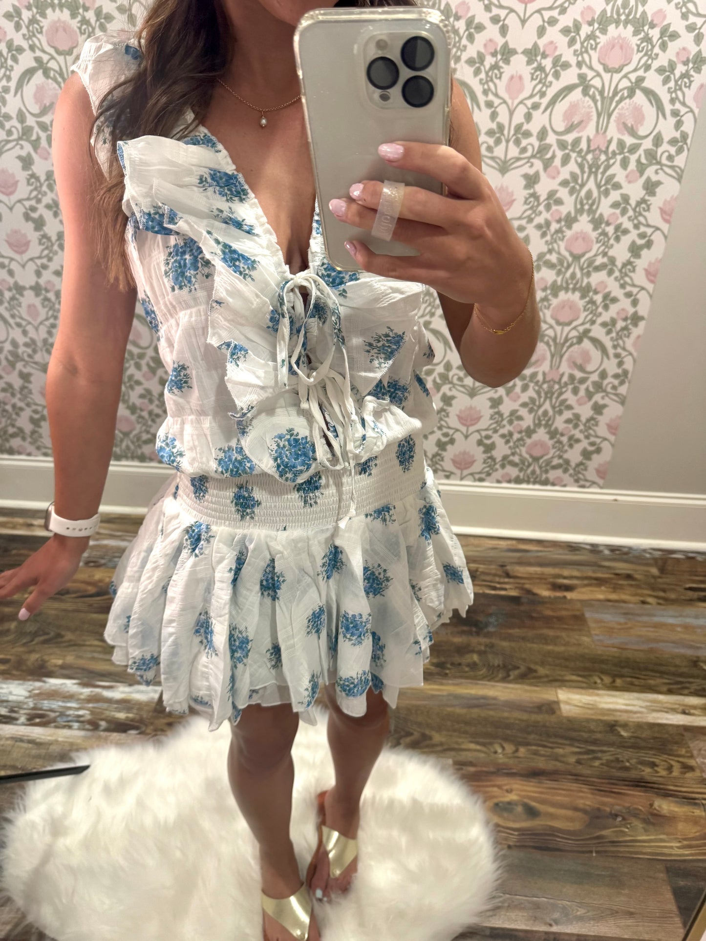 Floral ruffle mini dress