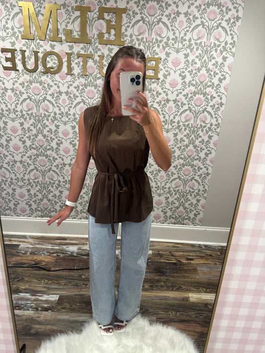 Brown tie top