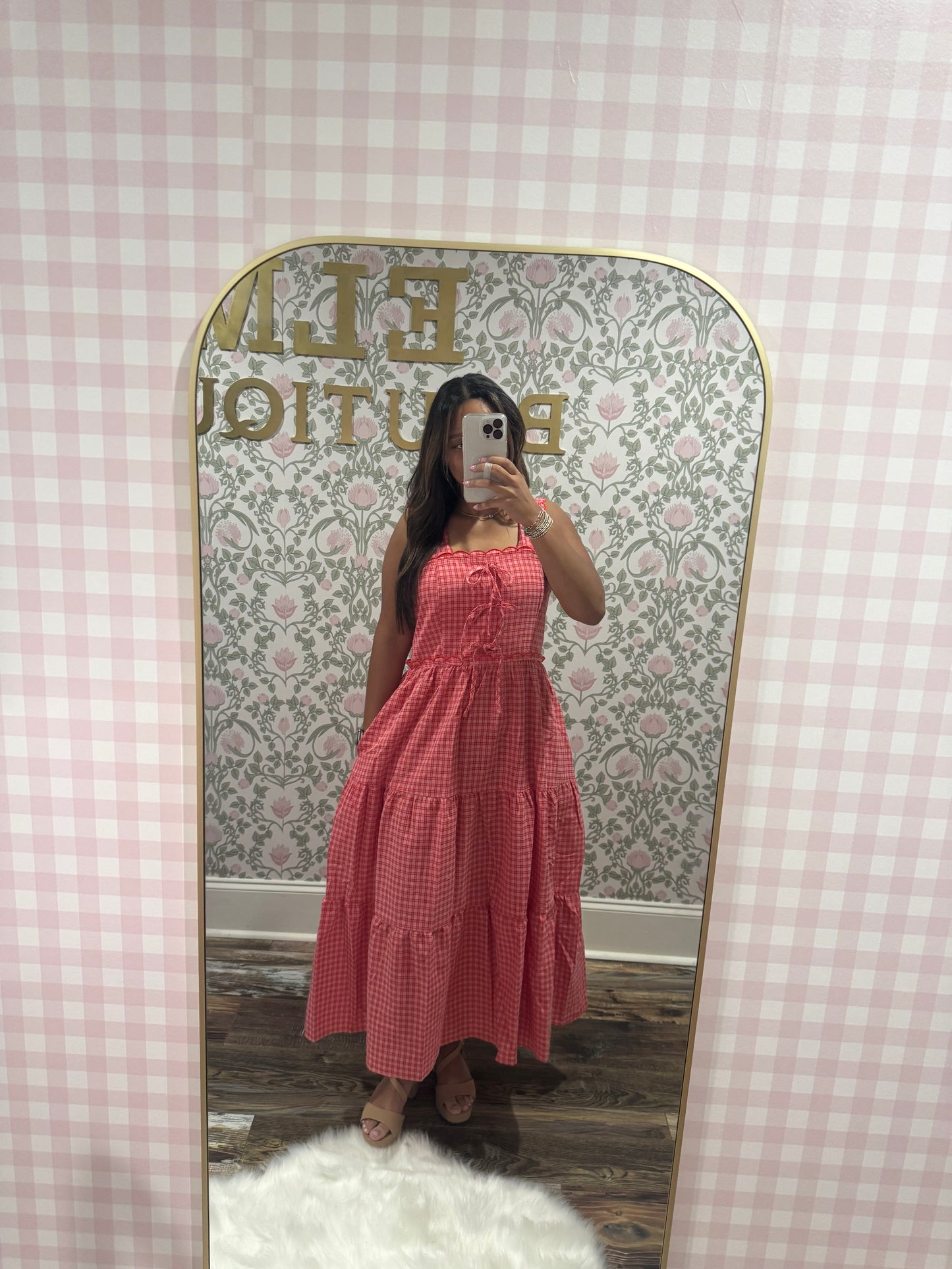 Red gingham dress