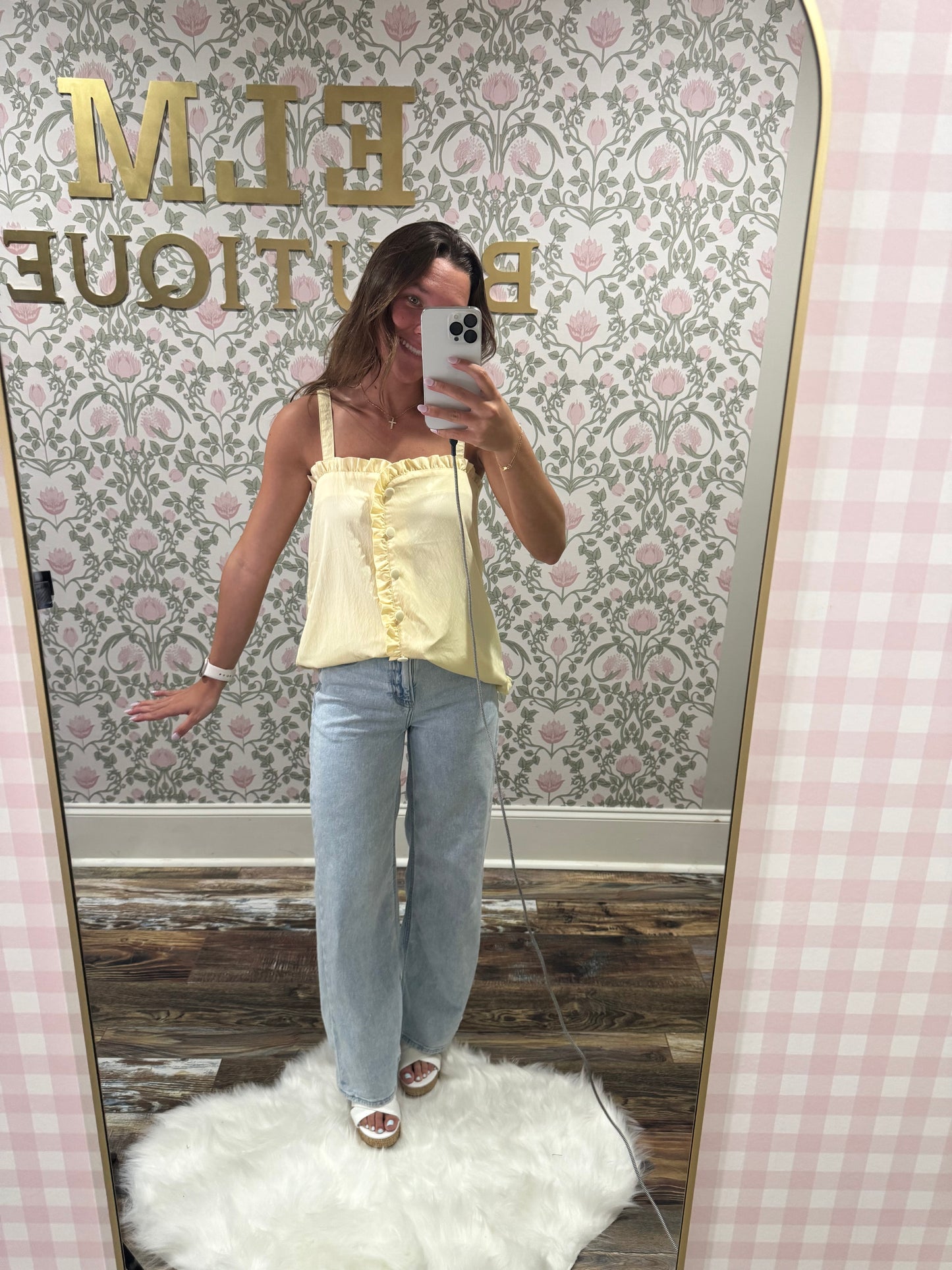 Yellow ruffle top