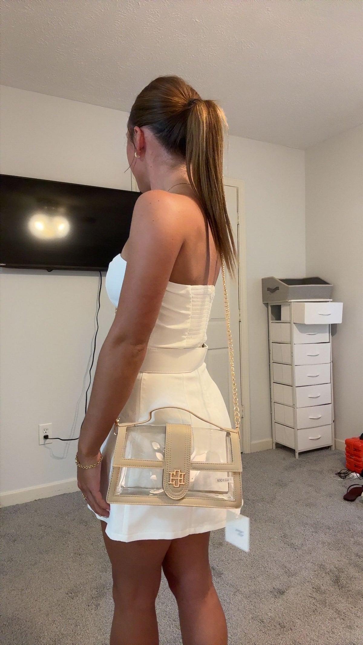 nude clear purse