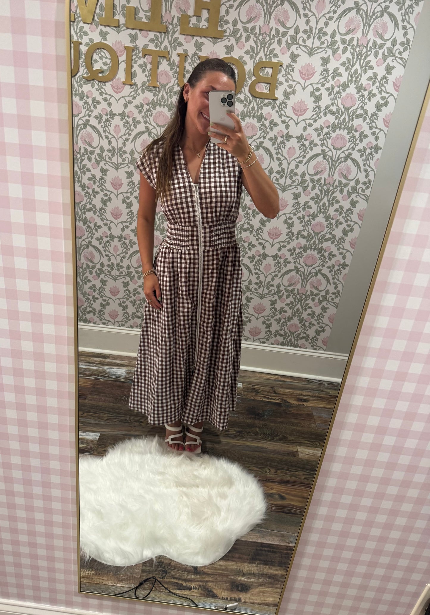 Brown gingham dress