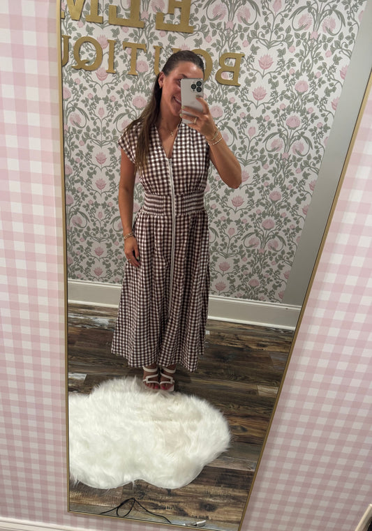 Brown gingham dress