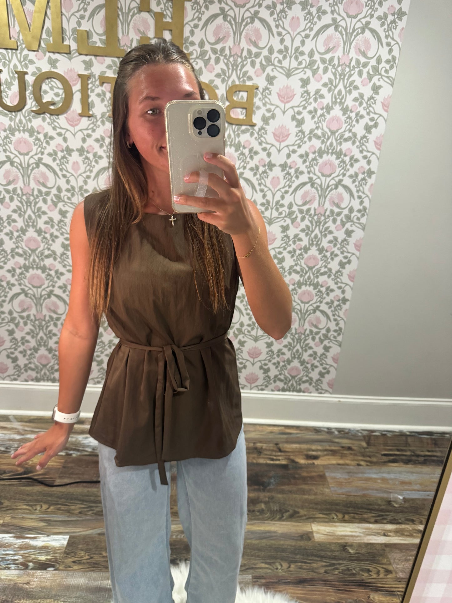 Brown tie top
