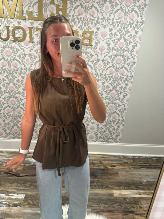 Brown tie top
