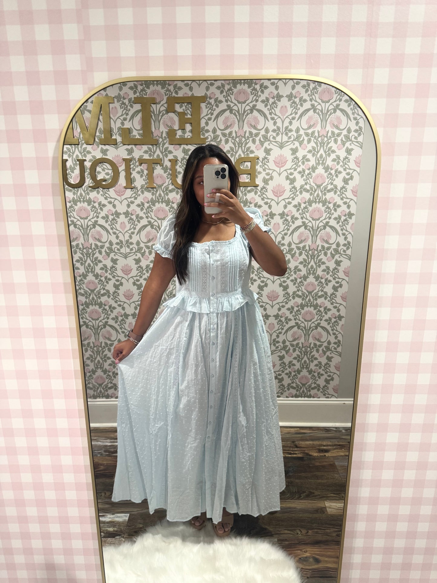 Blue ruffle maxi dress