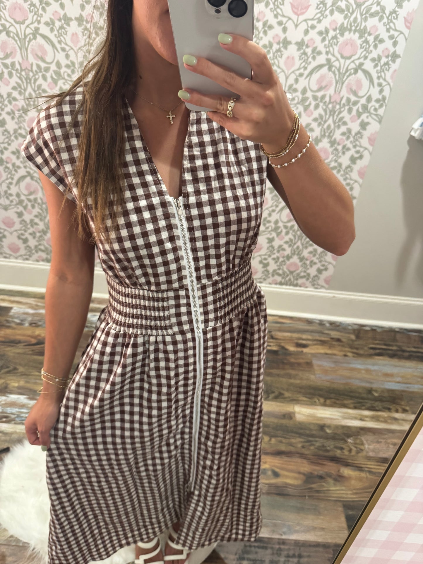 Brown gingham dress