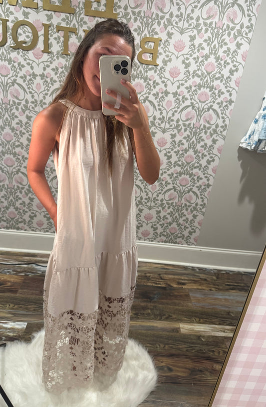 Cream lace maxi dress