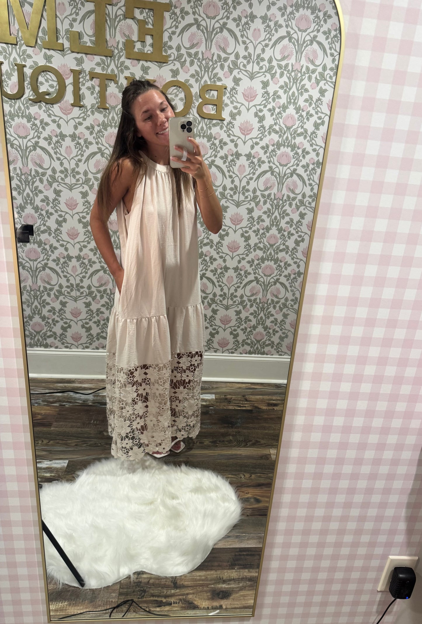 Cream lace maxi dress