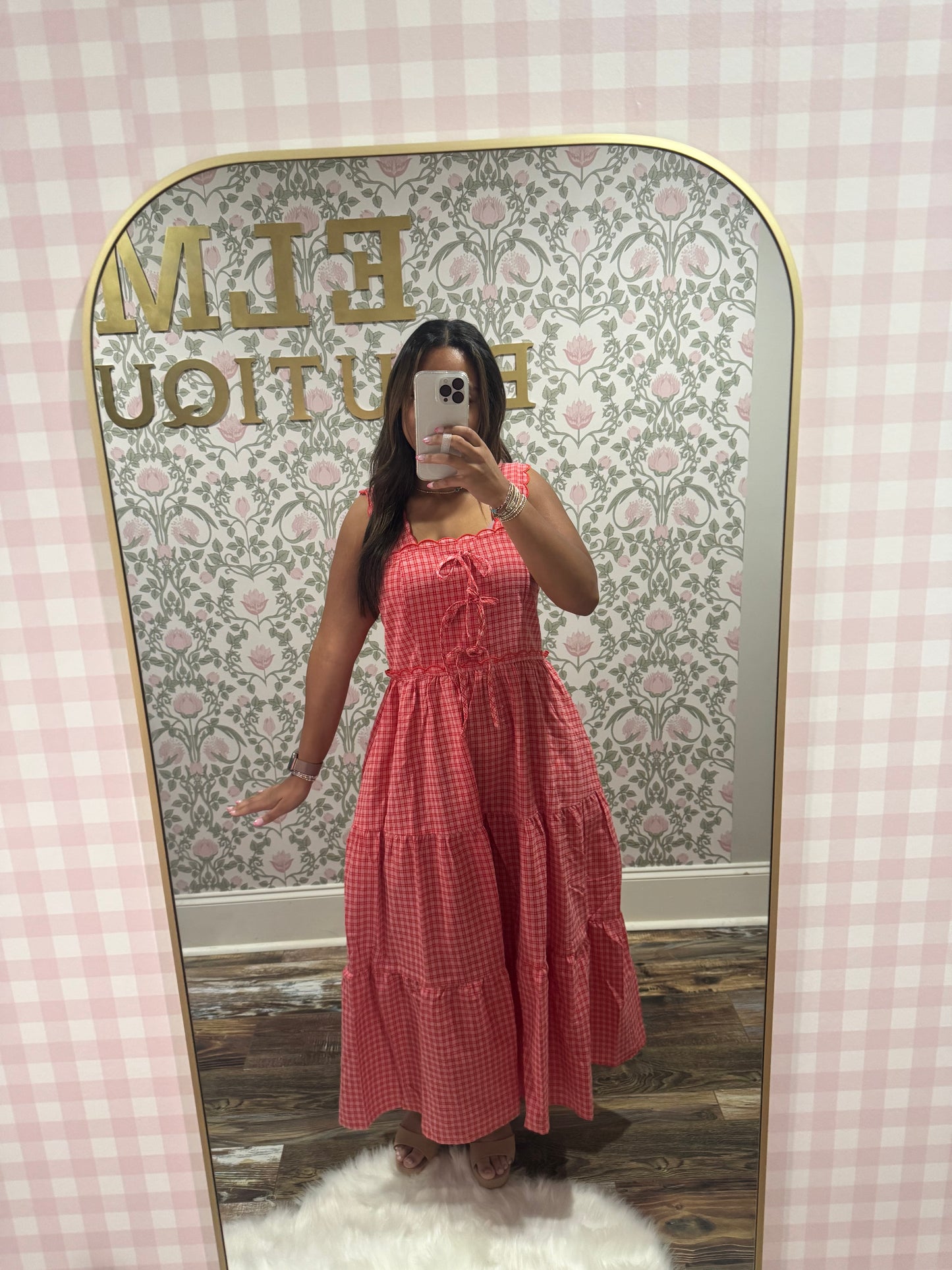 Red gingham dress
