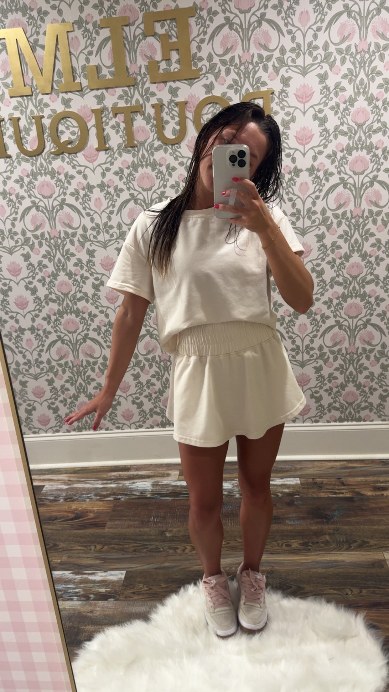 Cream top & skort set