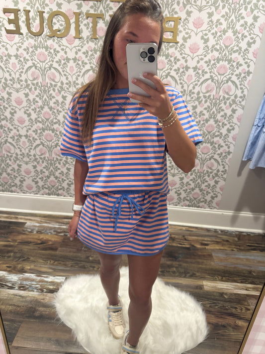 Pink/blue skort set