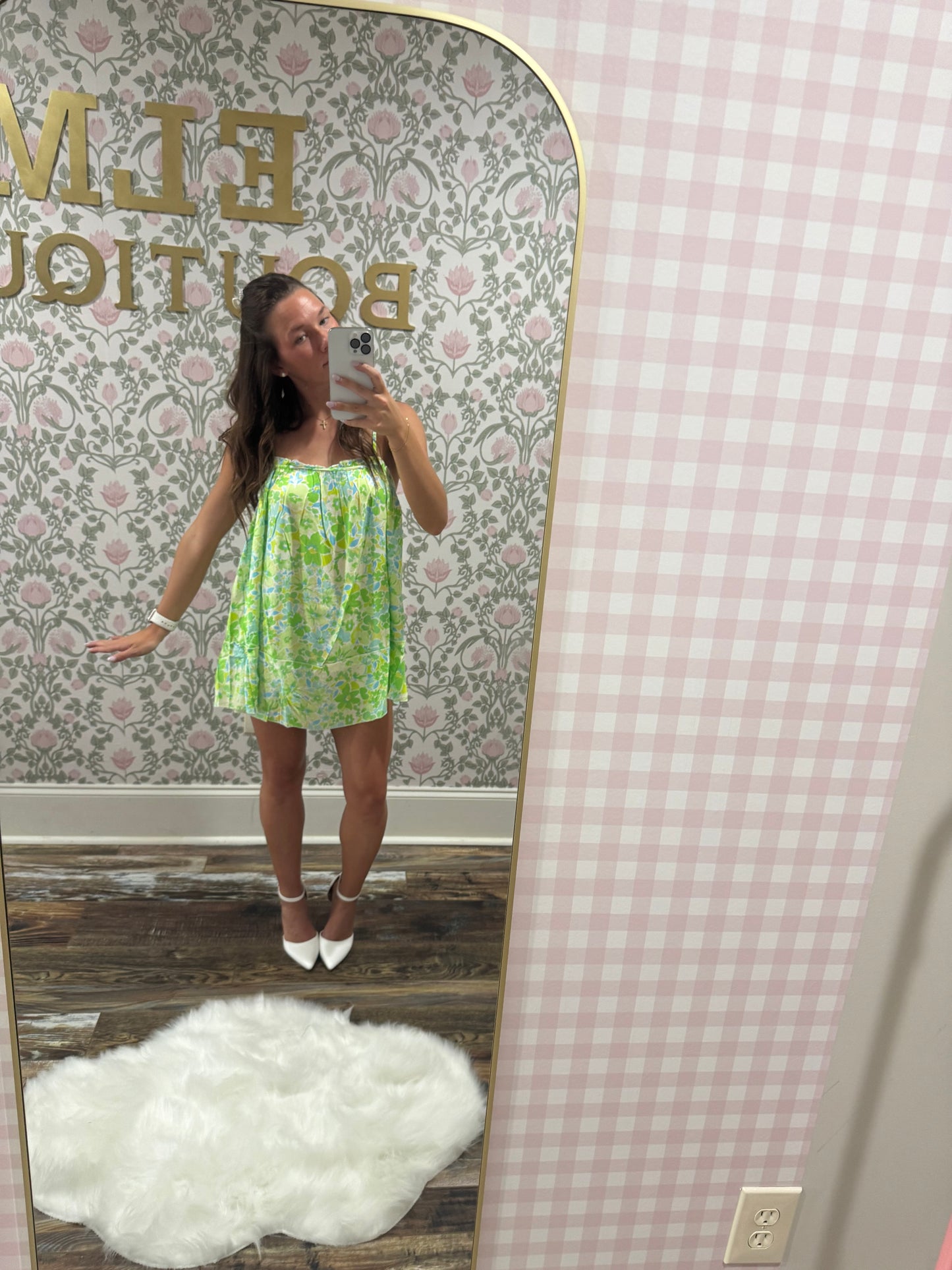 Green floral dress