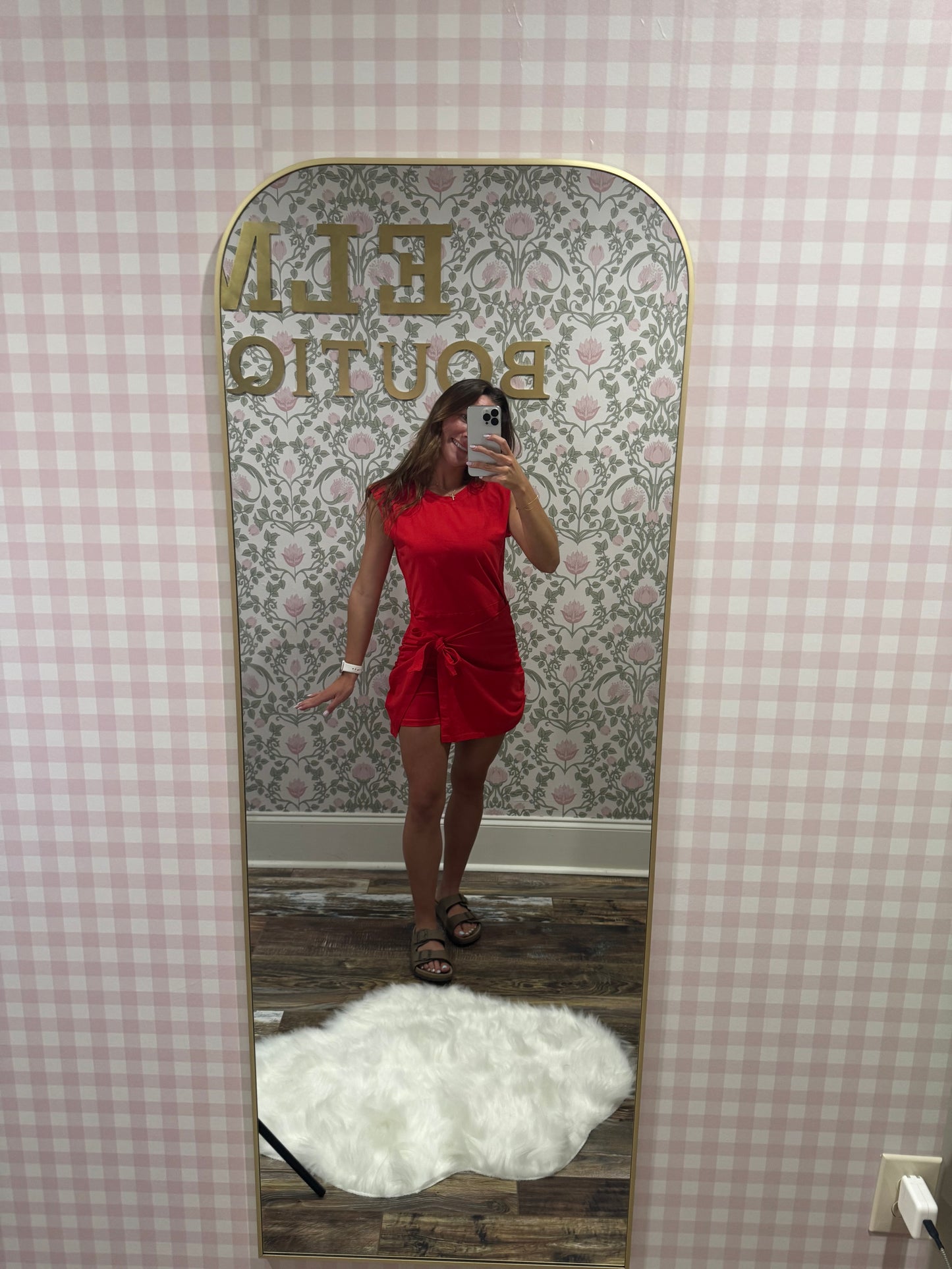Red tie dress