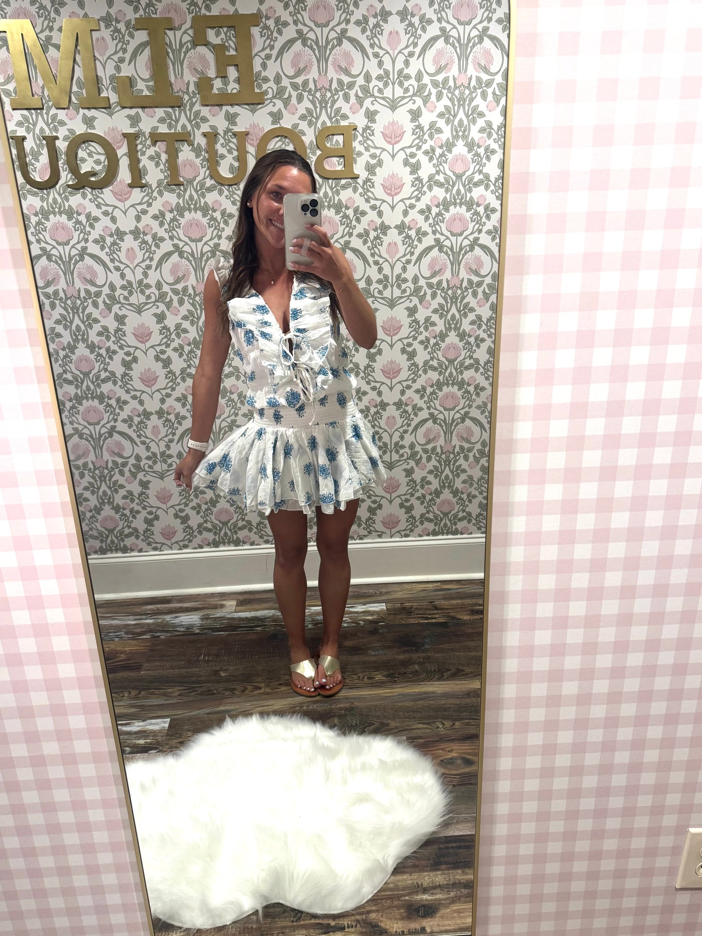 Floral ruffle mini dress